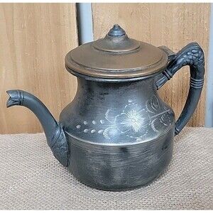 Vintage Sheffield Silver Plate Teapot  Dented Hinged Lid
